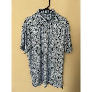 Johnnie-O Featherweight Polo Daisy Print Size L Performance Blue Golf